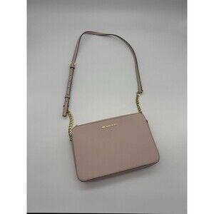 Michael Kors jet set Large Saffiano Leather crossbody bag Pink Gold Chain Handle